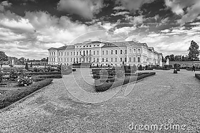 Castle and gardens of Rundale, Latvia Editorial Stock Photo
