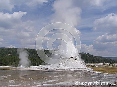 Castle Geyser in the Upper Geyser Basin of Yellowstone National Park Stock Photo