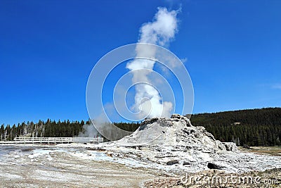 Castle Geyser in Upper Geyser Basin, Yellowstone National Park, Wyoming Stock Photo