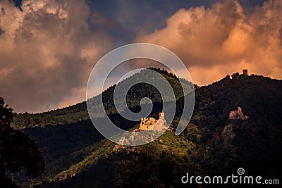 Castle of Girsberg, Ribeauville, Alsace, France Stock Photo