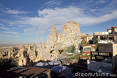 The Castle at Goreme village and the Fairy Chimneys, Turkey Editorial Stock Photo