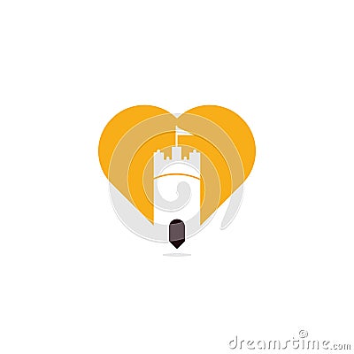 Castle heart shape concept logo design Vector Illustration