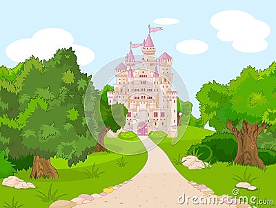 Castle on hill Vector Illustration