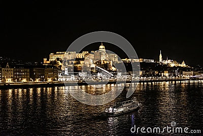 Castle Hill, Budapest, Hungary at night Stock Photo