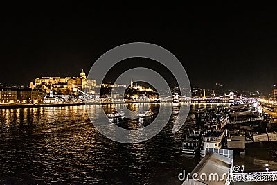 Castle Hill, Budapest, Hungary at night Stock Photo