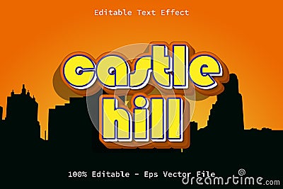 Castle Hill With Cartoon Style Editable Text Effect Vector Illustration