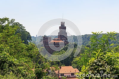 Castle at historic industrial town Crespi d'Adda near Bergamo, Lombardy Stock Photo