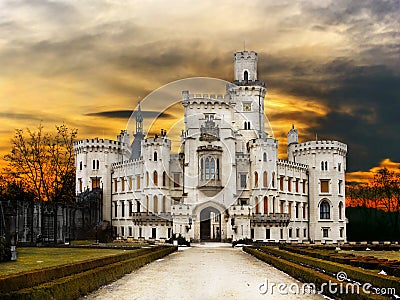 Castle Hluboka Landmark Fairytale Attraction Stock Photo