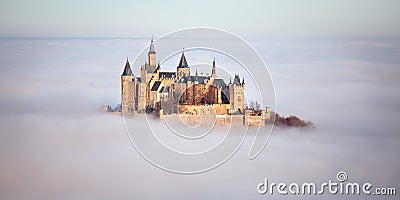 Castle Hohenzollern over the Clouds Stock Photo