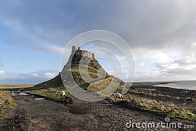 The Castle on the Holy Island of Lindisfarne Stock Photo