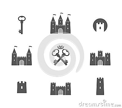 Castle. Icon set Vector Illustration