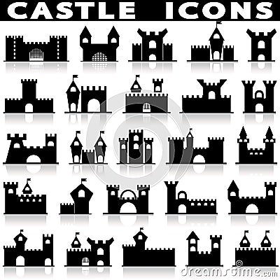 Castle icon set. Vector Illustration