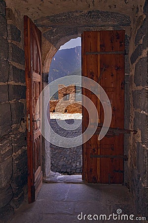the castle inside the door Stock Photo