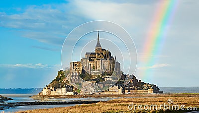The castle on the island of Mont Saint Michel Stock Photo