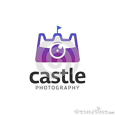 Castle Kingdom Camera for Photography Business Logo Design Template Vector Illustration