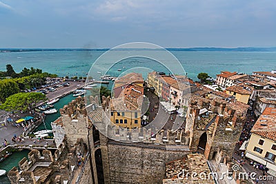 Castle on Lake Garda in Sirmione Italy Editorial Stock Photo