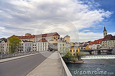 Castle Lamberg and old town Steyr Stock Photo