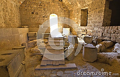 Castle of Lindos at Rhodes, Greece Stock Photo