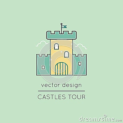 Castle line icon Vector Illustration