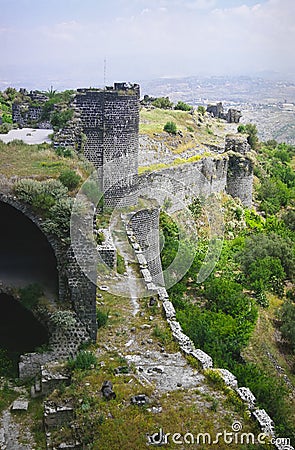 Castle Margat - wall and tower Stock Photo