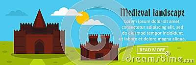 Castle medieval landscape banner horizontal concept Vector Illustration