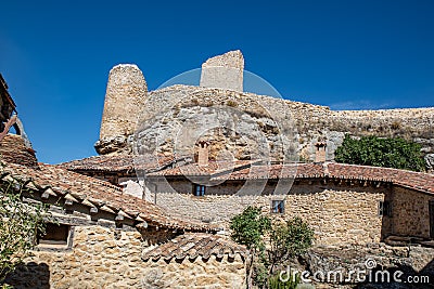 Castle of medieval village of CalataÃ±azor in Soria Stock Photo