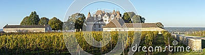 The castle of Monbazillac, Sweet botrytized wines have been made in Monbazillac Stock Photo