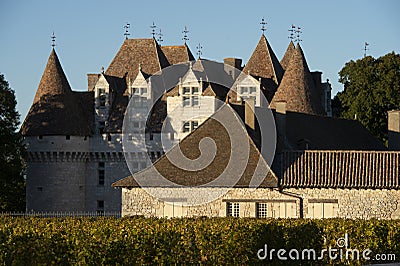 The castle of Monbazillac, Sweet botrytized wines have been made in Monbazillac Stock Photo