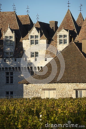 The castle of Monbazillac, Sweet botrytized wines have been made in Monbazillac Stock Photo
