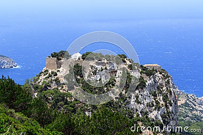 The castle of Monolithos in Rhodes Stock Photo