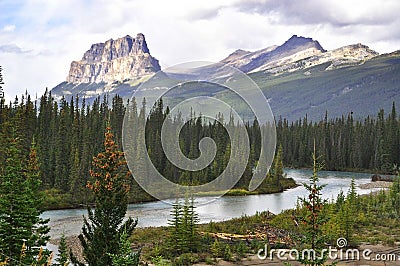 Castle Mountain Banff National Park Stock Photo