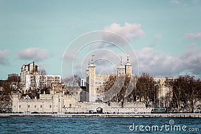 Castle near London Tower Bridge, England Editorial Stock Photo