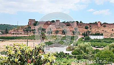 Castle near town Silves, Portugal Stock Photo