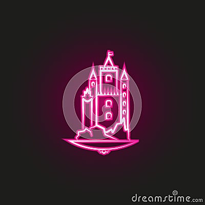 castle neon st yle icon. Simple thin line, outline vector of landspace icons for ui and ux, website or mobile application Stock Photo