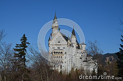 Castle Neuschwanstein at bright sunshine Stock Photo