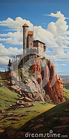 Badlands Castle: A Dalhart Windberg Inspired Painting Of Crystalline Forms Stock Photo