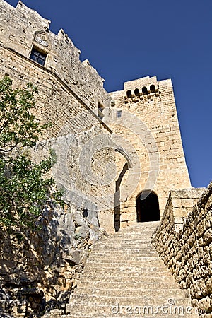 Castle at Rhodes island in Greece Stock Photo