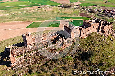 Castle of Riba de Santiuste is a castle of moorish origin located in Guadalajara province Stock Photo