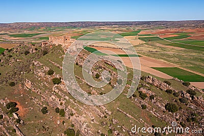 Castle of Riba de Santiuste is a castle of moorish origin located in Guadalajara province Stock Photo