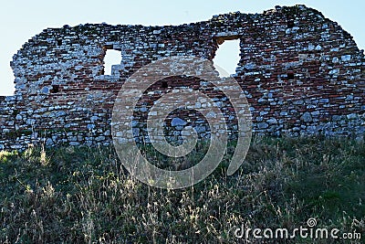 Ruined Wall, Castle Rising near Kings Lynn, Norfolk, England, UK Stock Photo