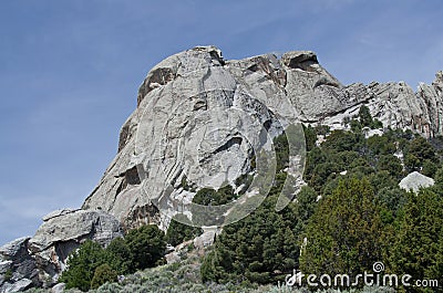 Castle Rock Above the Trees Stock Photo