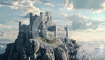 Castle on a rocky hilltop crag Stock Photo