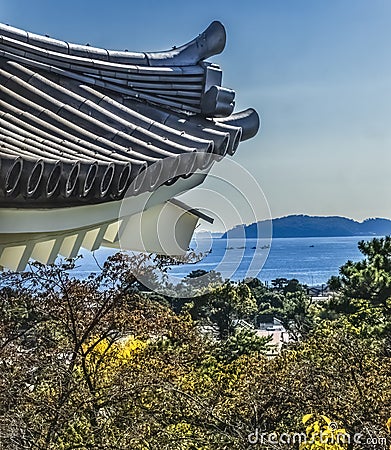 Castle Roof Sagami Bay Izu Peninsula Odawara Kanagawa Japan Stock Photo