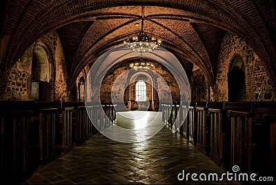 Castle room ,medieval interior, gothic hall Stock Photo