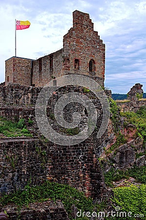 Medieval castle ruins Hochburg built on rock Stock Photo