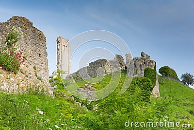 Castle ruins Corfe Dorset England Purbeck Hills Stock Photo