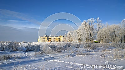 Castle. Winter landscape. Stock Photo