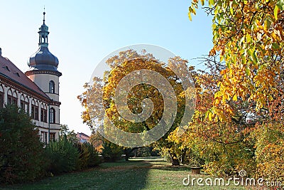 Castle`s Park in Kostelec nad Cernymi Lesy, Czechia Stock Photo