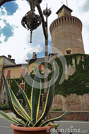 Castle of Sartirana Lomellina (Italy) Stock Photo