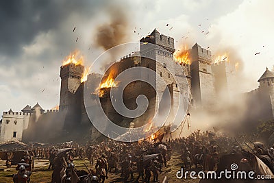 Castle siege Medieval fantasy Photo Stock Photo